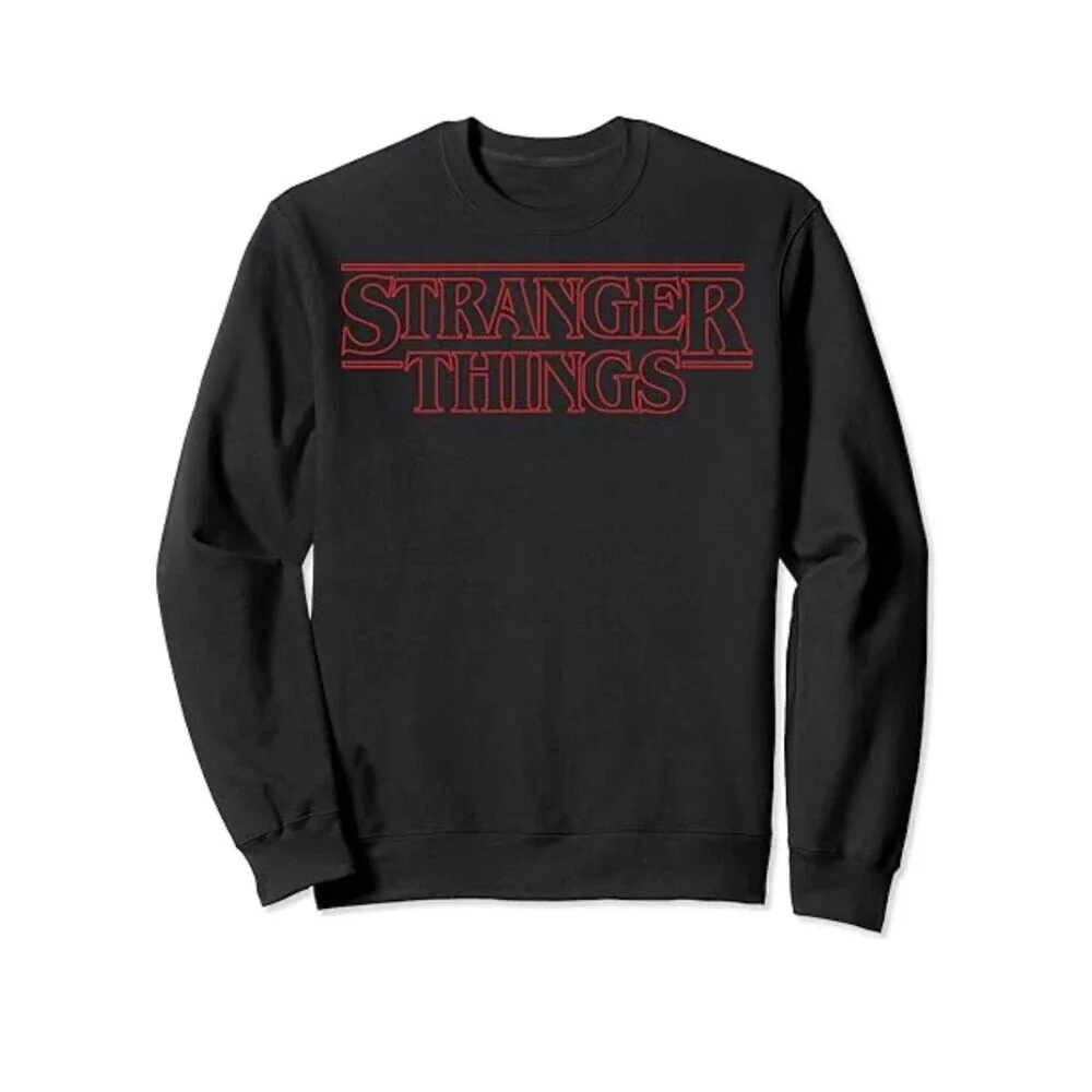 Gildan Stranger Things sweatshirt black/red long sleeve graphic spell out SZ SM - Picture 2 of 8